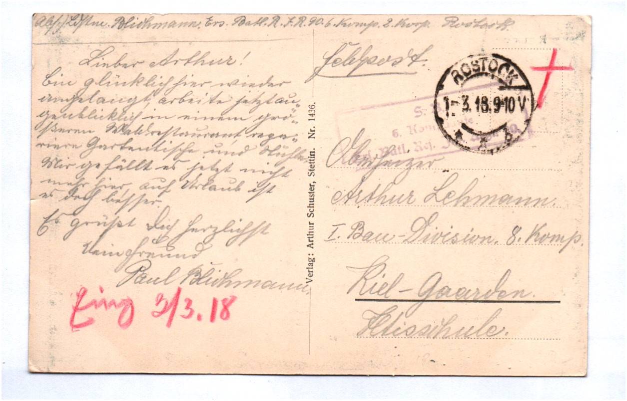 Ak Rostock Markplatz mit Marienkirche Kutschen 1918 Feldpost