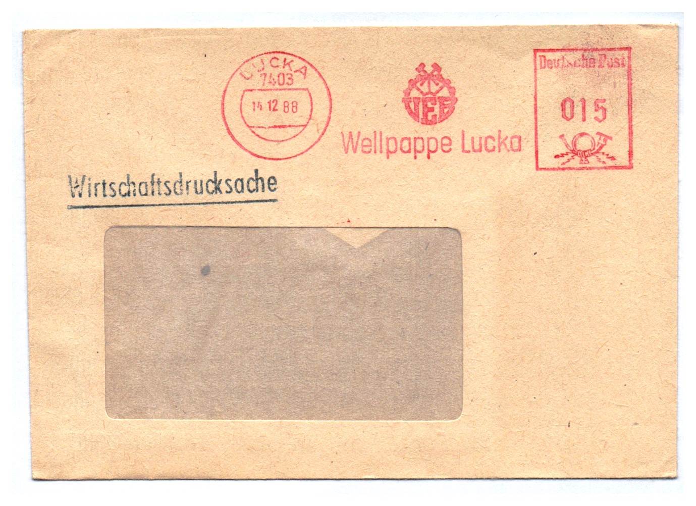 VEB Wellpappe Lucka 1988 DDR Wirtschaftsdrucksache VEB Wellpappe Lucka 1988 DDR Wirtschaftsdrucksache