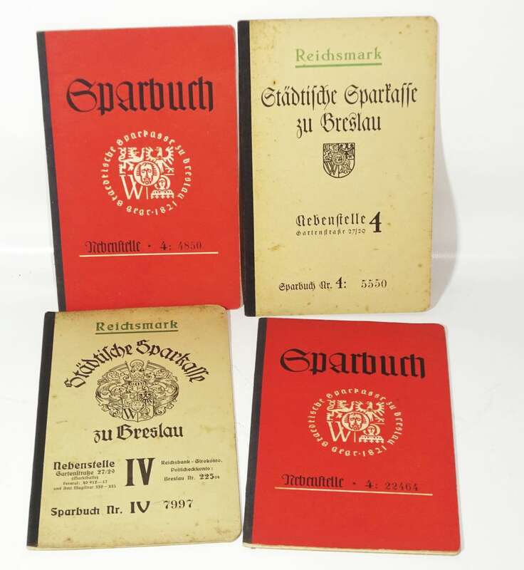 Sparkassenbuch Breslau Schlesien Wroclaw 4 Stück vor 1945