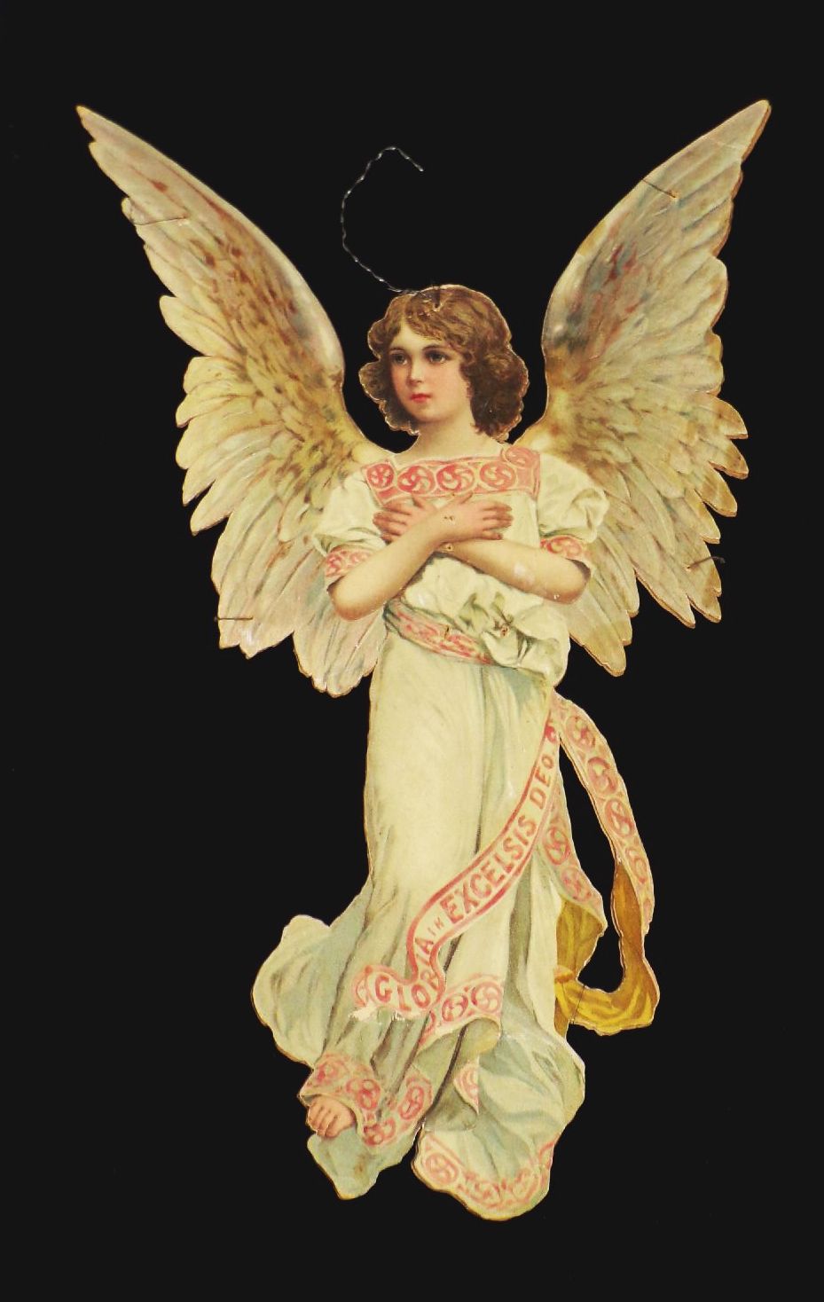 Alter Weihnachtsengel Oblate XL Christbaumschmuck um 1900 vintage scrap