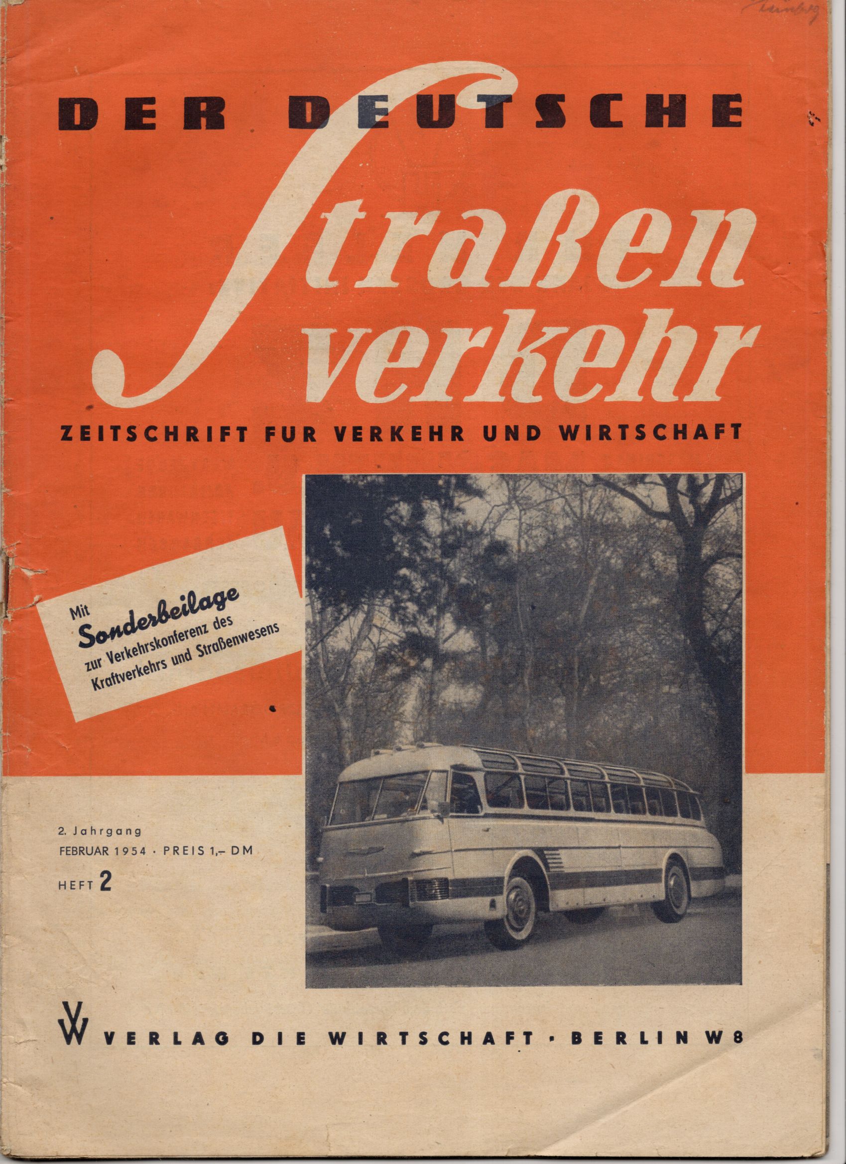 Der deutsche Straßenverkehr Heft 2 Februar 1954 Porsche Le Mans 