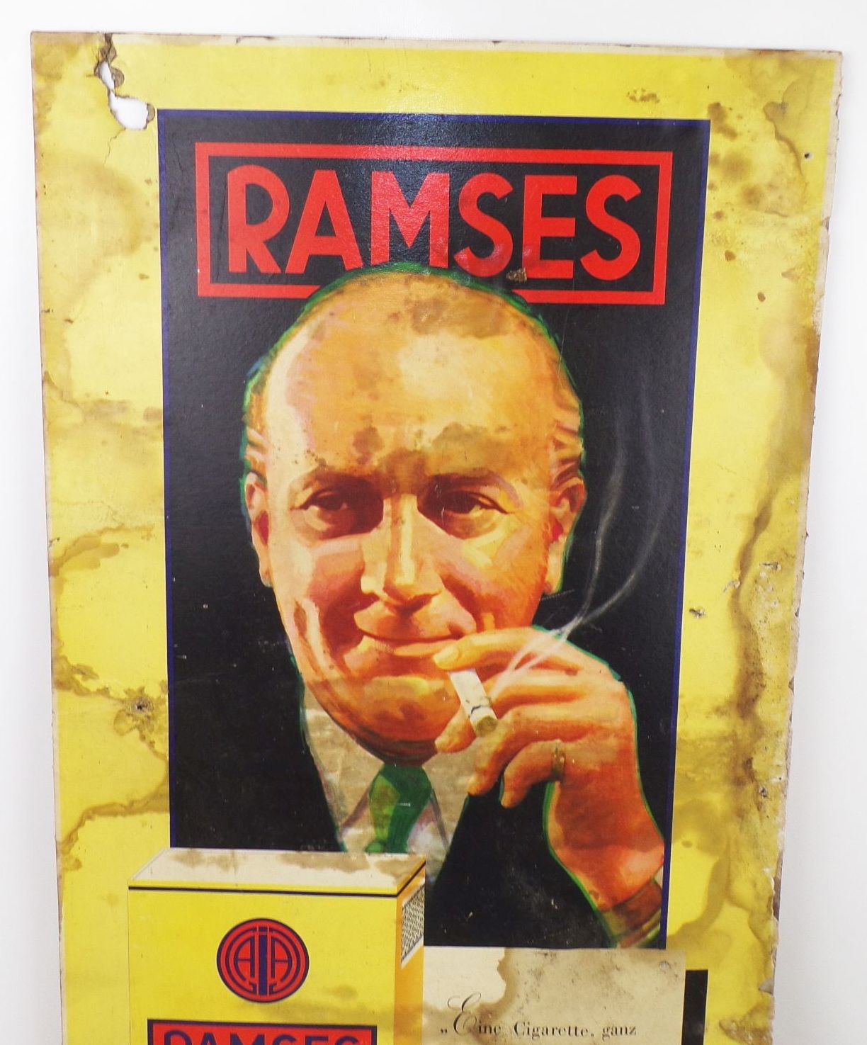 Altes Pappschild Ramses Zigaretten 1930er 