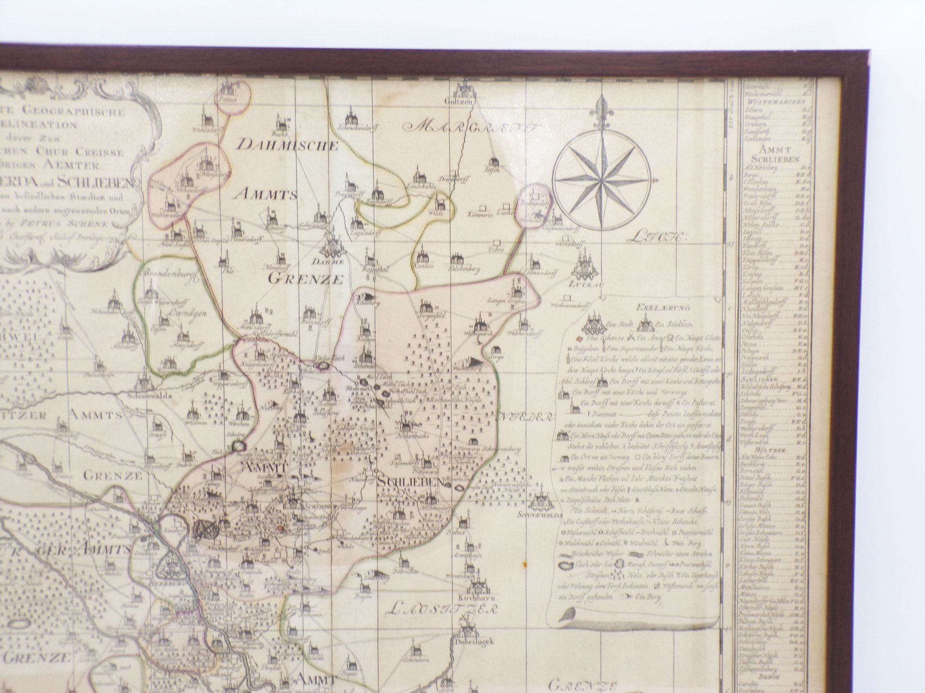 Alte Landkarte Liebenwerda und Schlieben circa 1753 Petrus Schenk