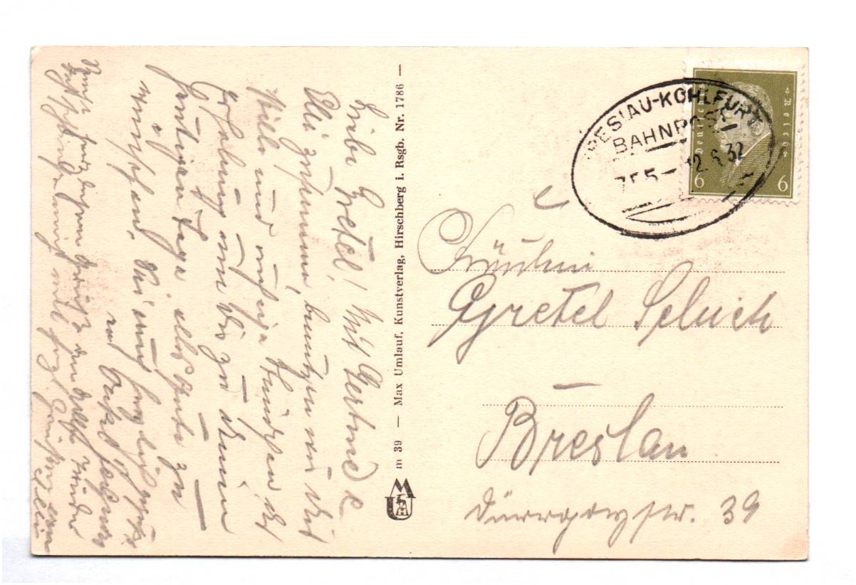 Ak Hirschberg Riesengebirge Grünbuschbaude 1932 Bahnpost Stempel Ak Hirschberg Riesengebirge Grünbuschbaude 1932 Bahnpost Stempel