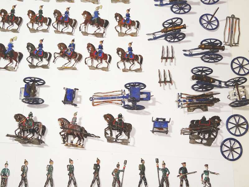 Alte Zinnfiguren sächsisches Feldartillerie Regiment 12 Reiter Kanonen