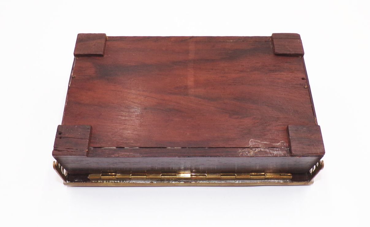 Jugendstil Erhard u Söhne Schatulle Messing Einlage Palisander Dose