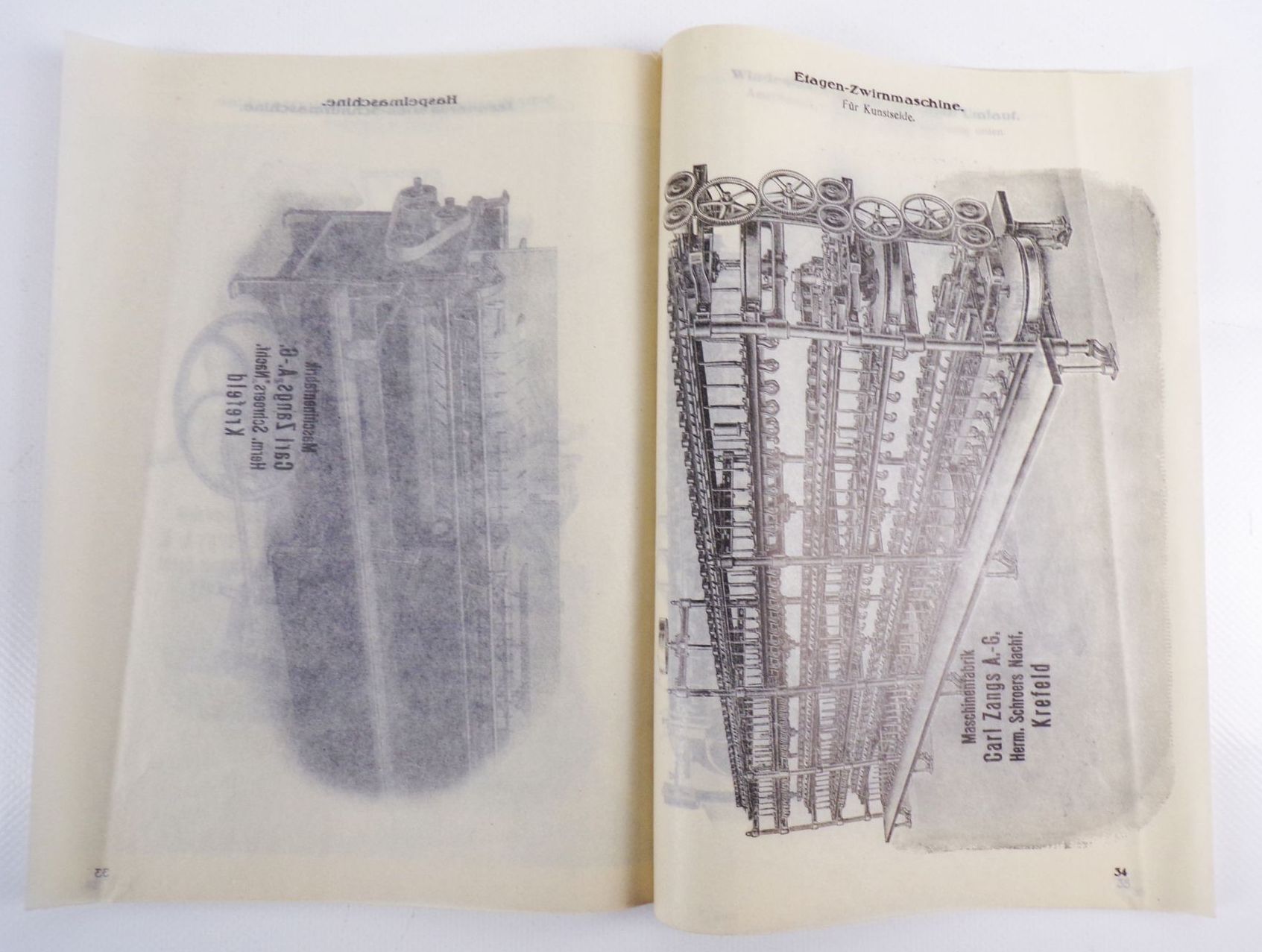 Katalog Carl Zangs AG Krefeld Webstühle Maschinen um 1910
