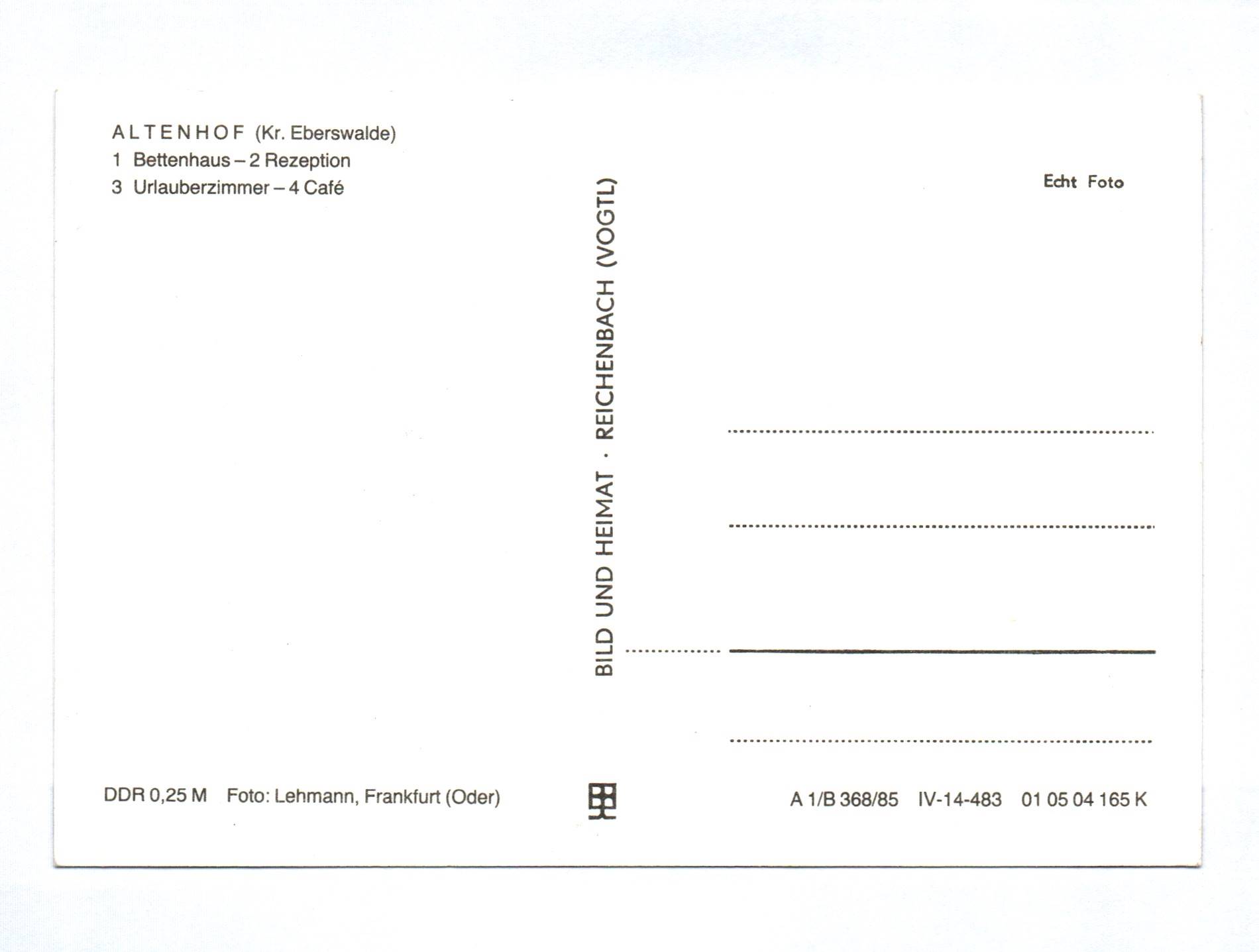 Ak Altenhof Kreis Eberswalde DDR Bettenhaus Rezeption Zimmer 