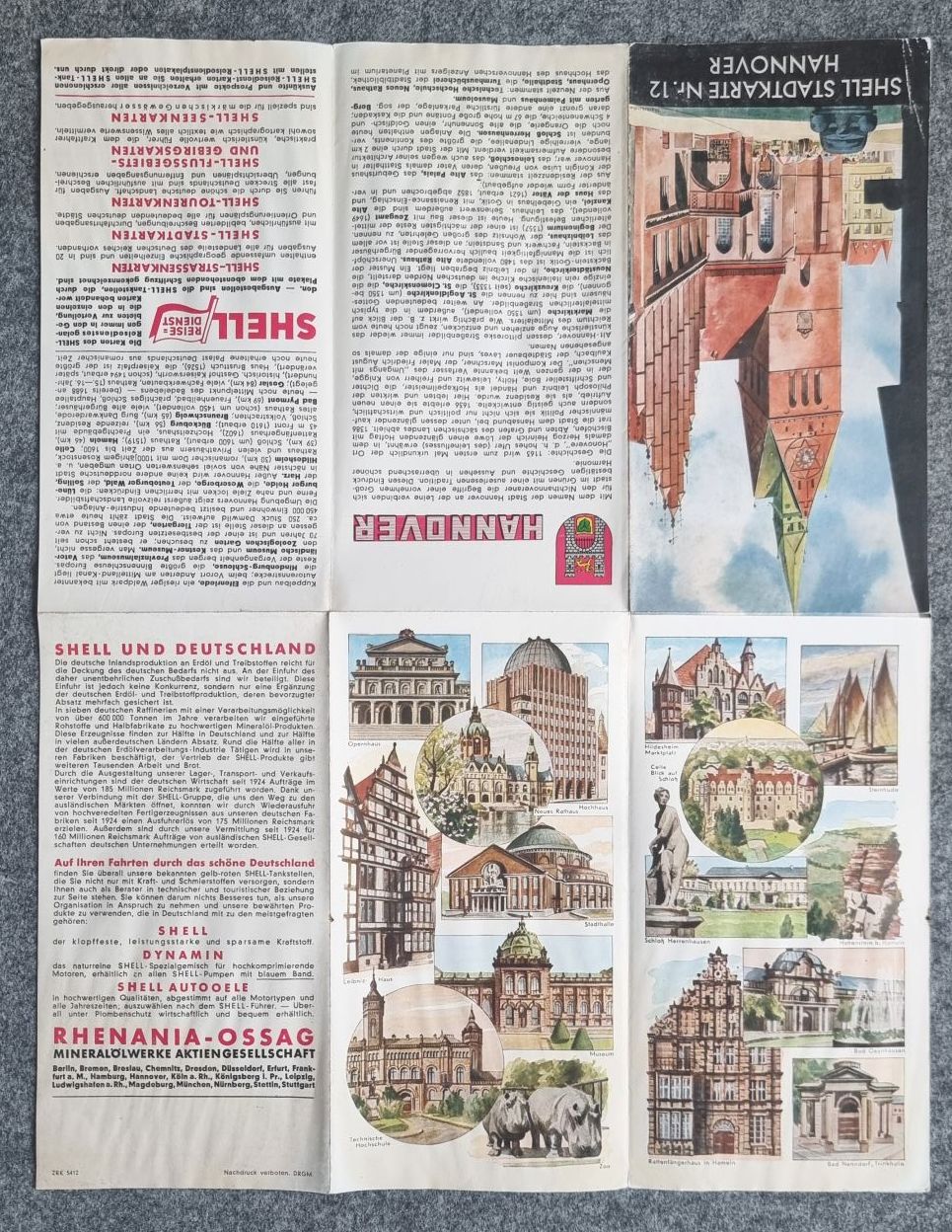 Shell Stadtkarte Nr 12 Hannover Marktkirche alter Stadtplan 1930 Shell Stadtkarte Nr 12 Hannover Marktkirche alter Stadtplan 1930