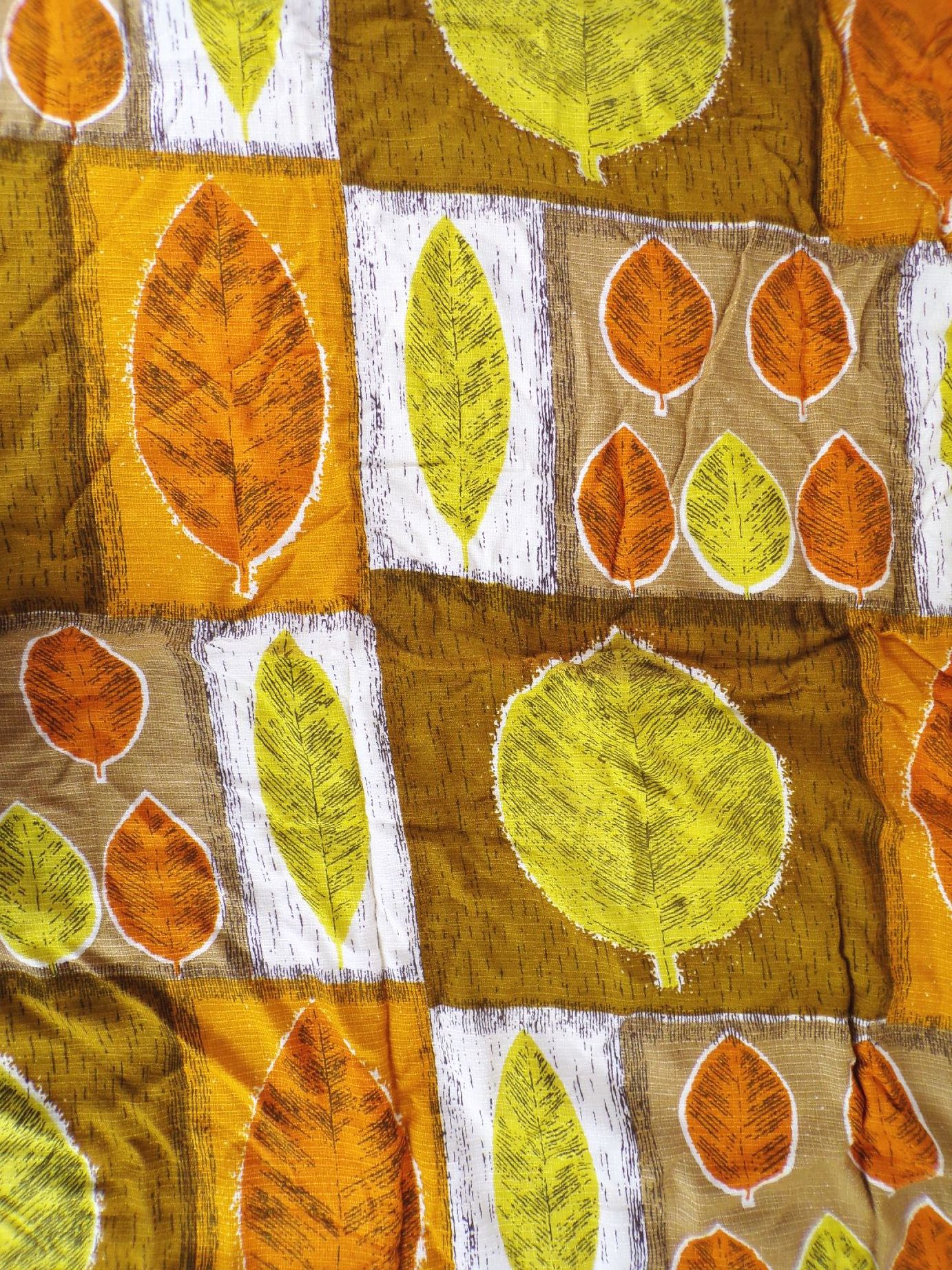 Gardinenstoff DDR Bunt Blätter Motiv Vintage Stoff Upcycling 