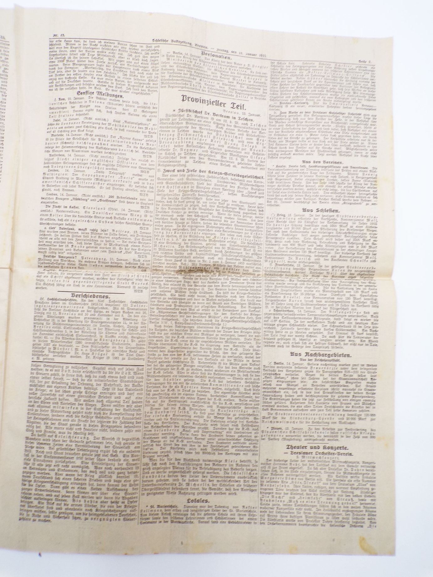 Schlesische Volkszeitung 1915 Nr 23 Neue deutsche Angriffe bei Soissons