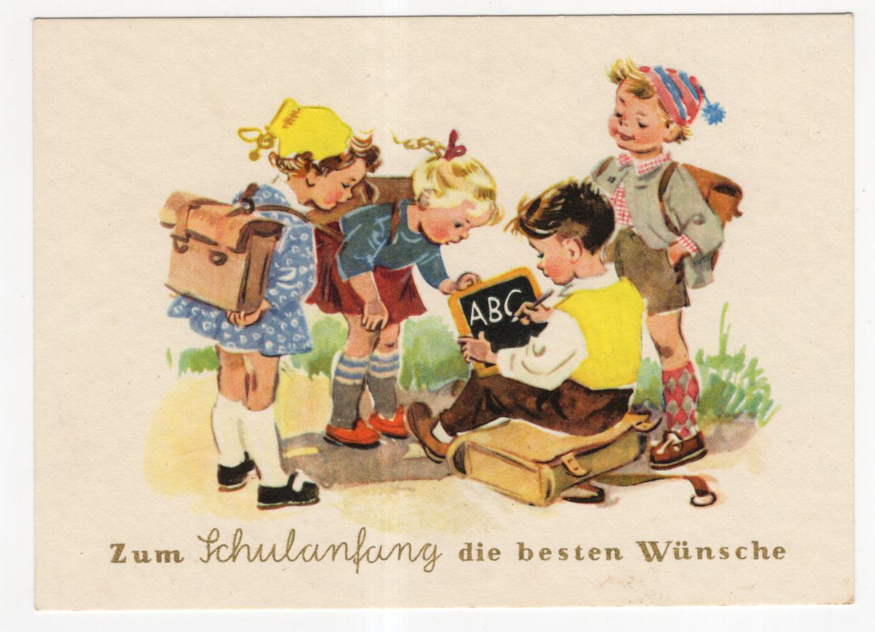 Ak Hanna Roth Schaberschul Kinder mit Schiefertafel Schulranzen Schulanfang