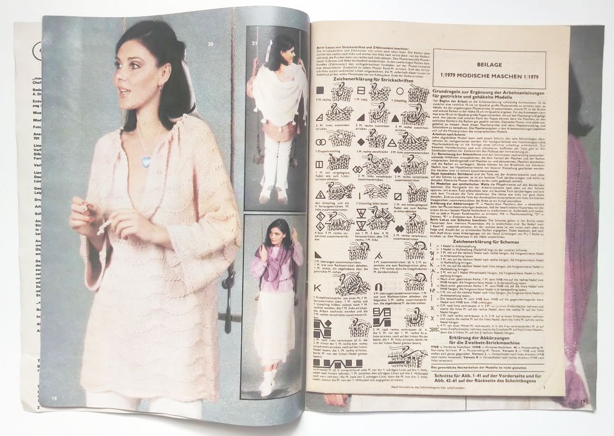 Modezeitschrift Modische Maschen 1979 Nr 1 mit Schnittmuster Modezeitschrift Modische Maschen 1979 Nr 1 mit Schnittmuster
