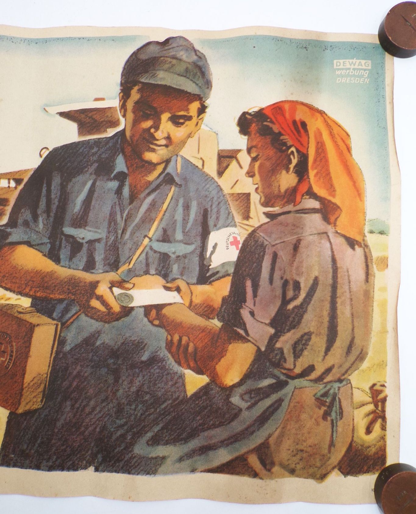 Plakat Arbeitet im Deutschen Roten Kreuz Landwirtschaft 1956 DEWAG Plakat Arbeitet im Deutschen Roten Kreuz Landwirtschaft 1956 DEWAG