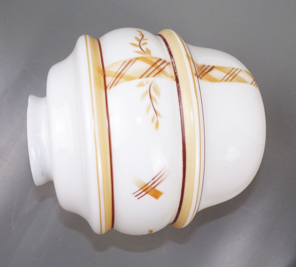 Alter Glas Lampenschirm Ersatzschirm Weiss Braun E27 Glasleuchte Spritzdekor