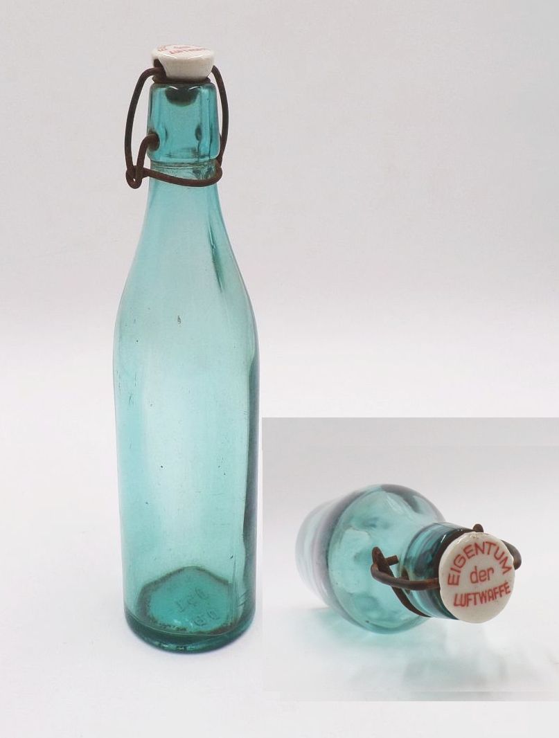 Alte Flasche Eigentum der Luftwaffe 2 Wk WW2 Glasflache Trinkflasche
