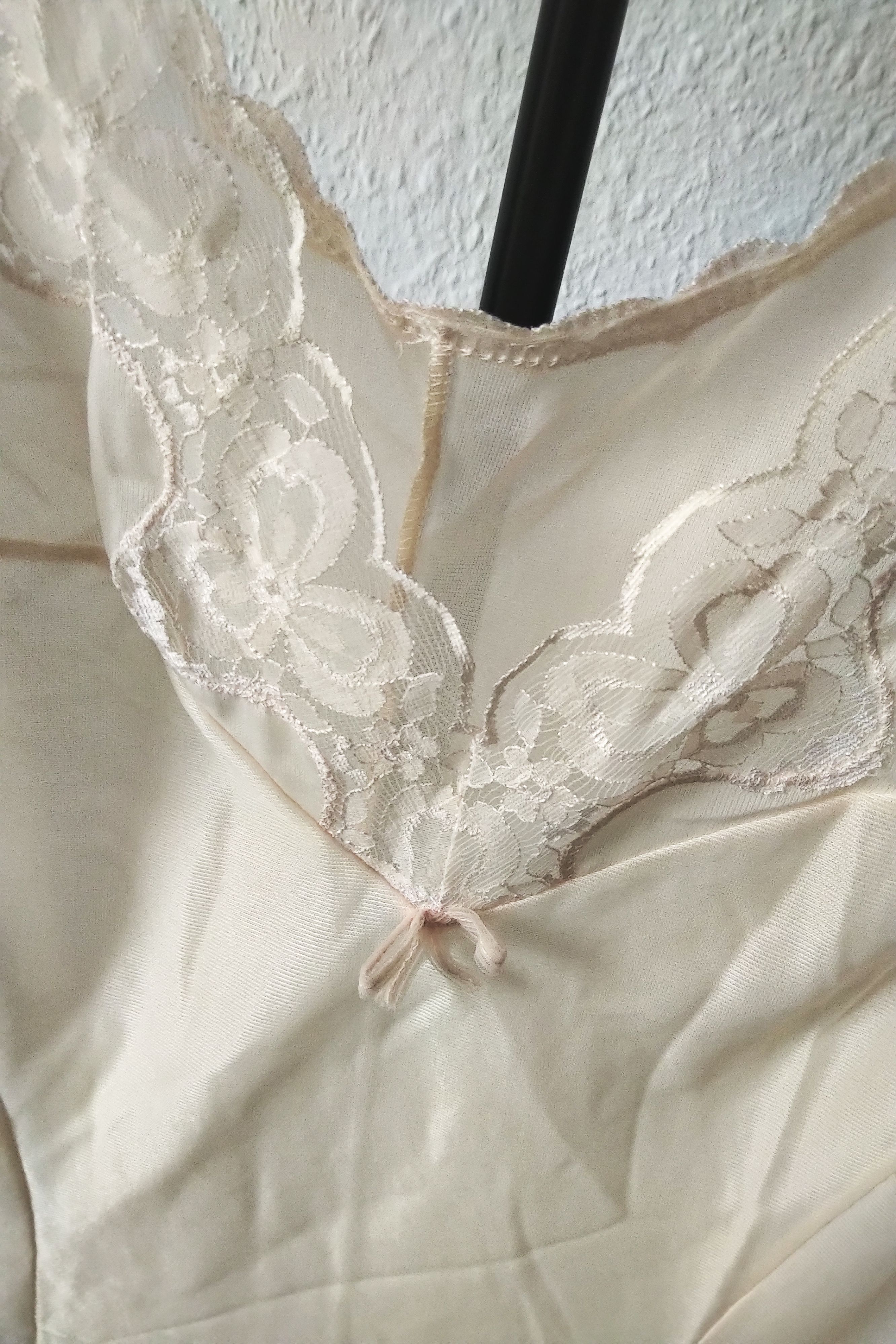 Baumwoll Nachthemd Unterkleid Rosa Vintage Damen Negligee mit Spitze