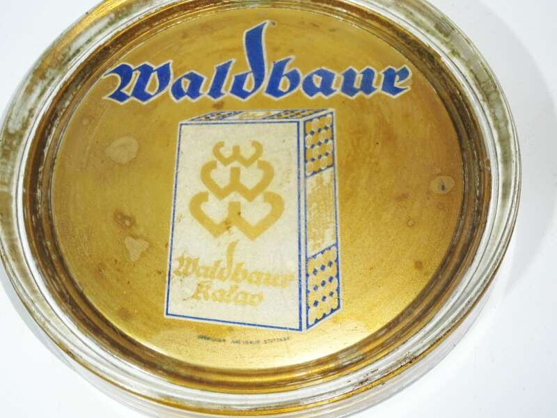 Waldbaur alter Zahlteller Glas Kakao Schokolade Reklame Teller