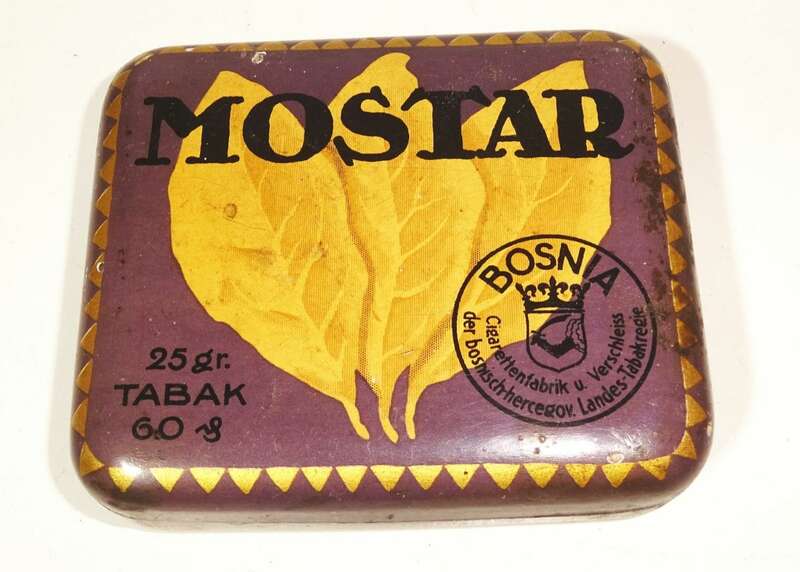 Tabakdose Mostar Bosnia um 1920 1930er Metalldose Tabakregie
