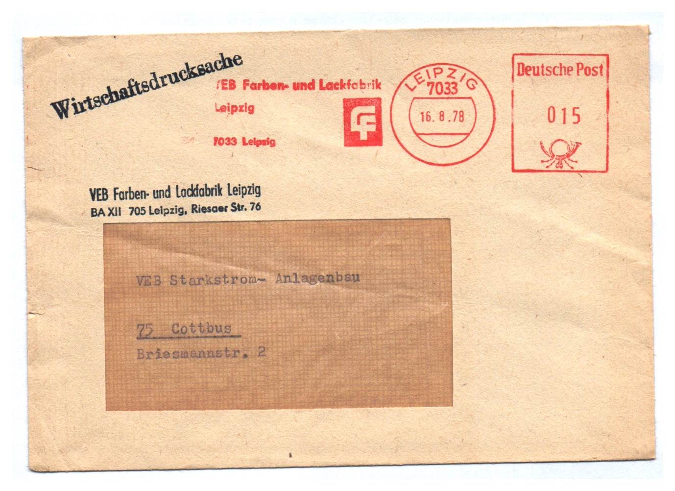 Wirtschaftsdrucksache VEB Farben und Lackfabrik Leipzig 1978 DDR