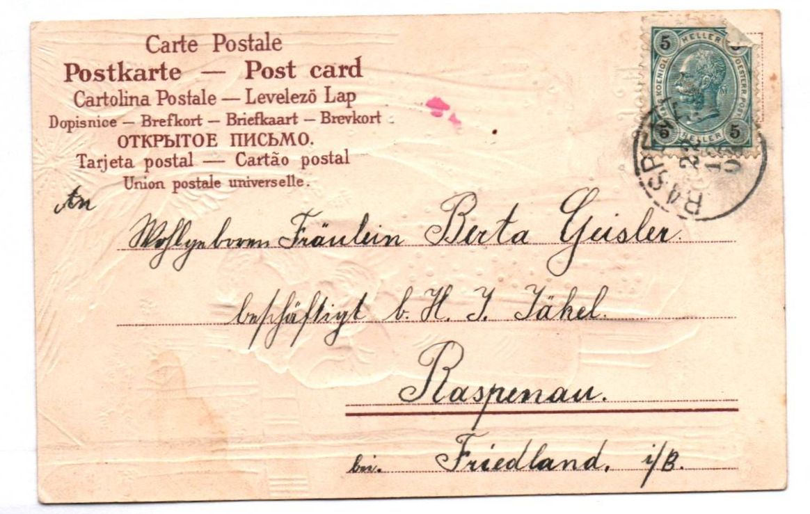 Präge Ak Liebespaar mit Engel Frohe Weihnachten 1904