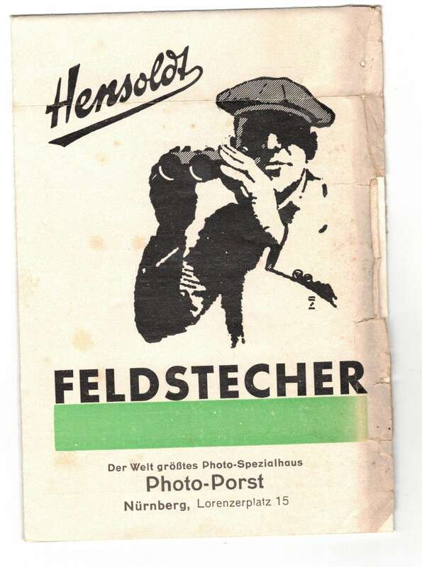 Prospekt Hensoldt Feldstecher Ferngläser Photo Porst Nürnberg 1930er !