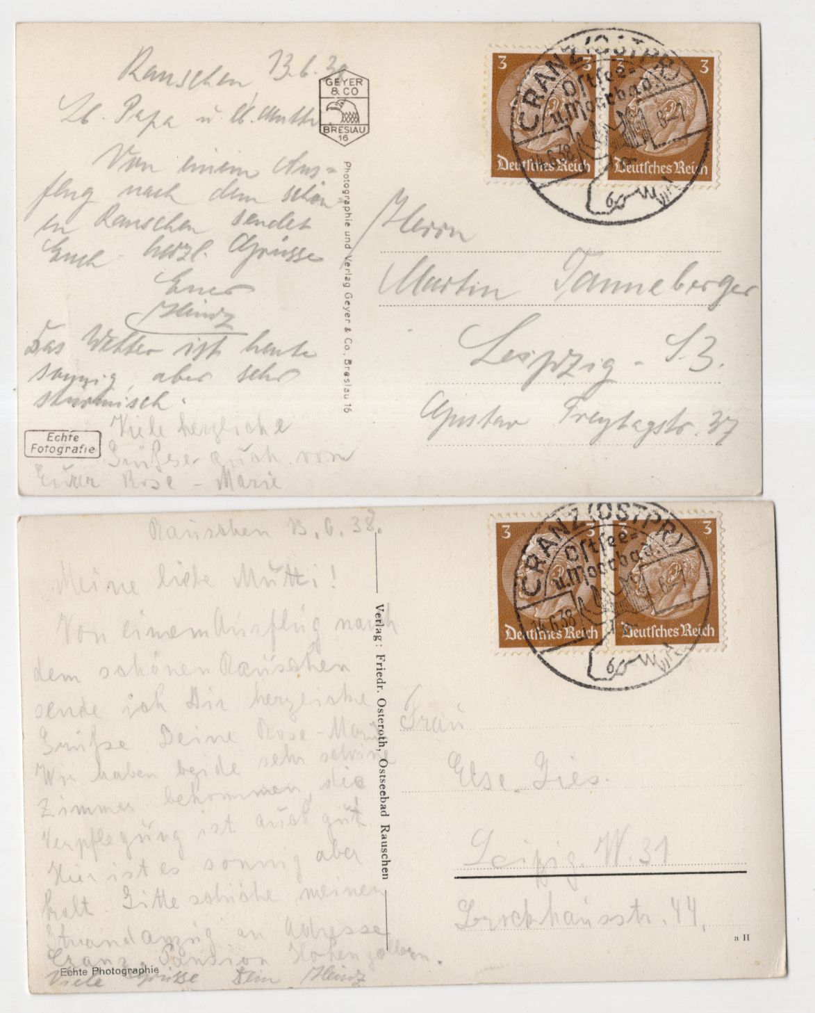 2 x Ak Ostseebad Rauschen Ostpreußen Steilküste Stand 1938 Cranz 2 x Ak Ostseebad Rauschen Ostpreußen Steilküste Stand 1938 Cranz
