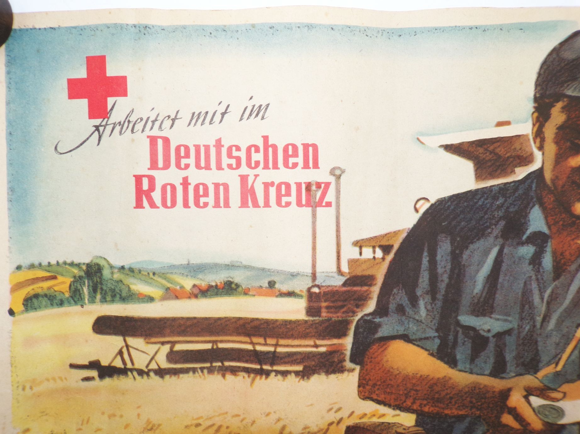 Plakat Arbeitet im Deutschen Roten Kreuz Landwirtschaft 1956 DEWAG Plakat Arbeitet im Deutschen Roten Kreuz Landwirtschaft 1956 DEWAG
