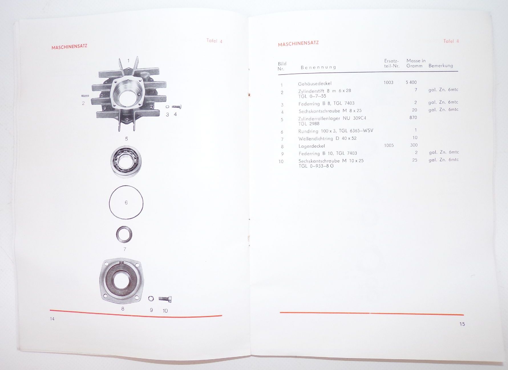 Ersatzteilkatalog Maschinensatz mit Zellenverdichter VZK 60 140 Ausgabe 1973 