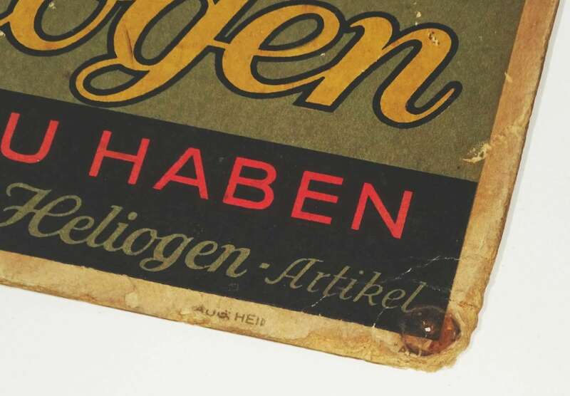 Pappschild Blitzschutz Heliogen Isolator Argus Druck 1930er Deko Sammler