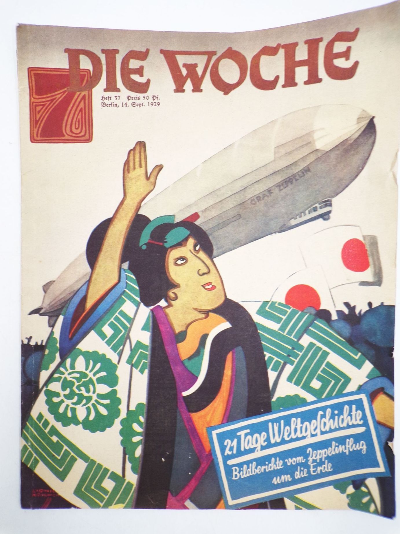 Die Woche 1929 Zeitschrift Bildbericht Zeppelinflug um die Erde Nr 37