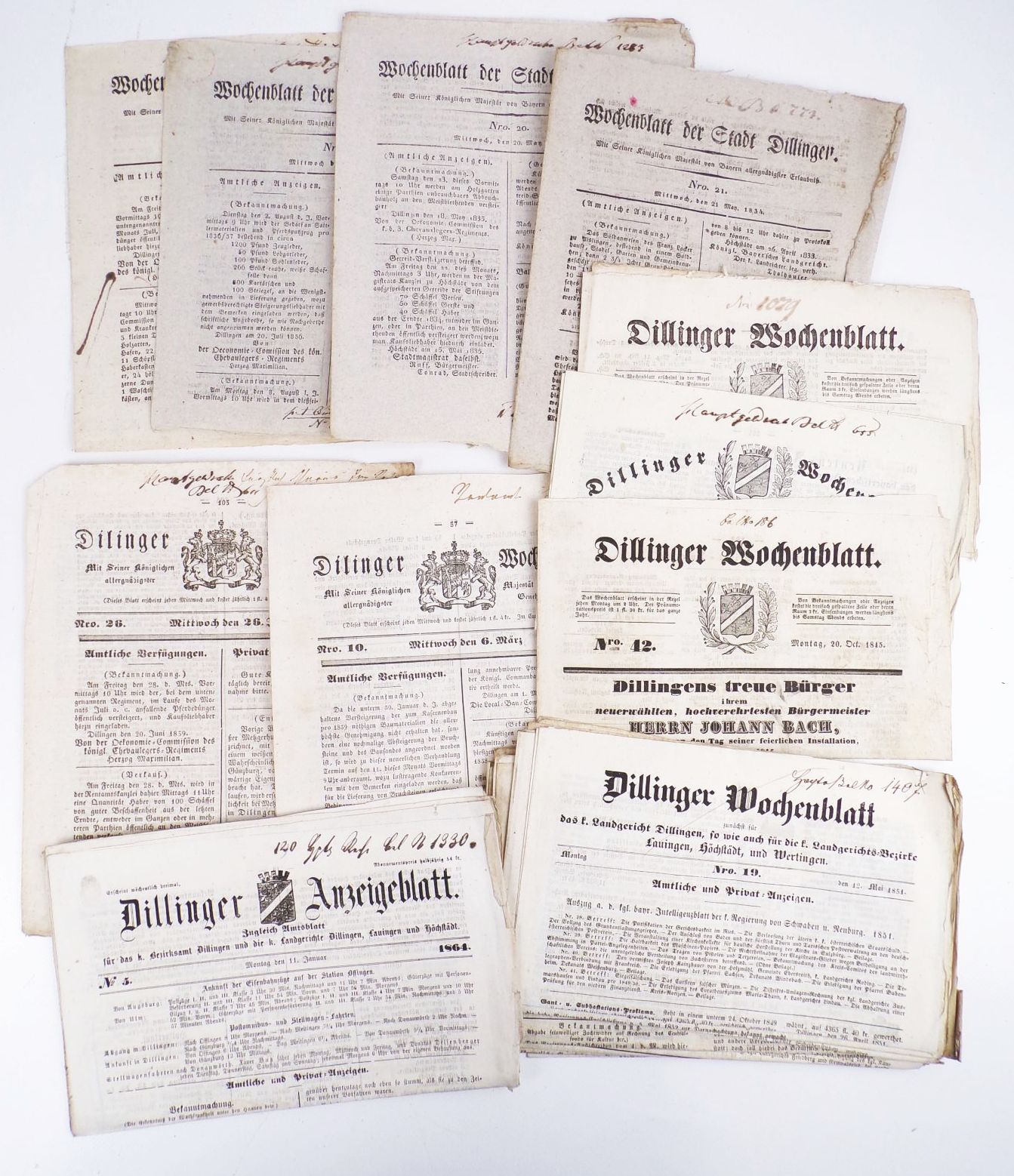 Alte Zeitung Dillinger Wochenblatt 1835 bis 1864