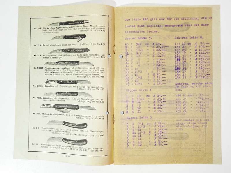 Kunde und Sohn Dresden 3 Preislisten Katalog Gartengeräte Messer 1919 1920