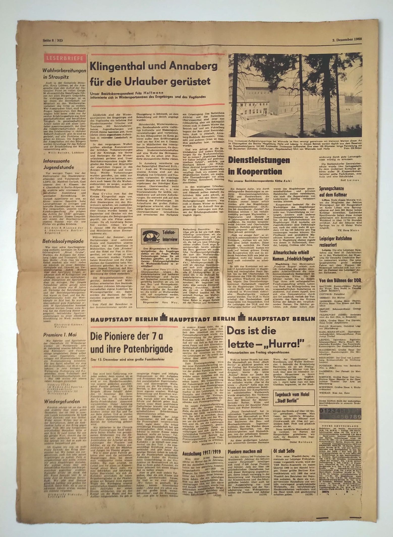 Neues Deutschland Nr 335 Wettbewerb 20er Jahrestag der DDR