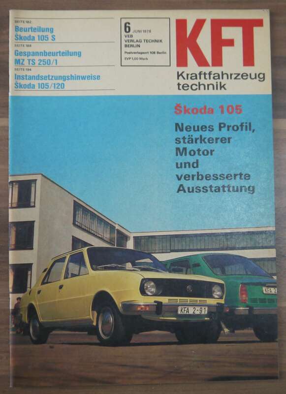 Beurteilung Skoda 105 Heft DDR KFT Juni 1978 mZ TS 2050 1