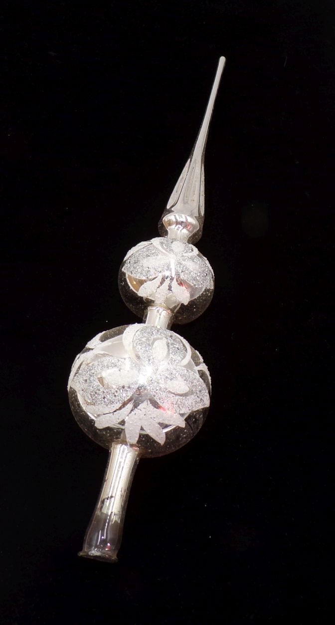 Alte Baumspitze Silber aus Glas Christbaumspitze Weihnachtsbaumspitze Lauscha 