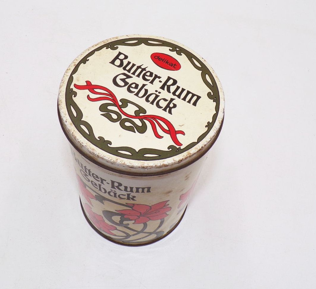 Alte Delikat Blechdose Butter Rum Gebäck DDR Deko Requisit Sammler Alte Delikat Blechdose Butter Rum Gebäck DDR Deko Requisit Sammler