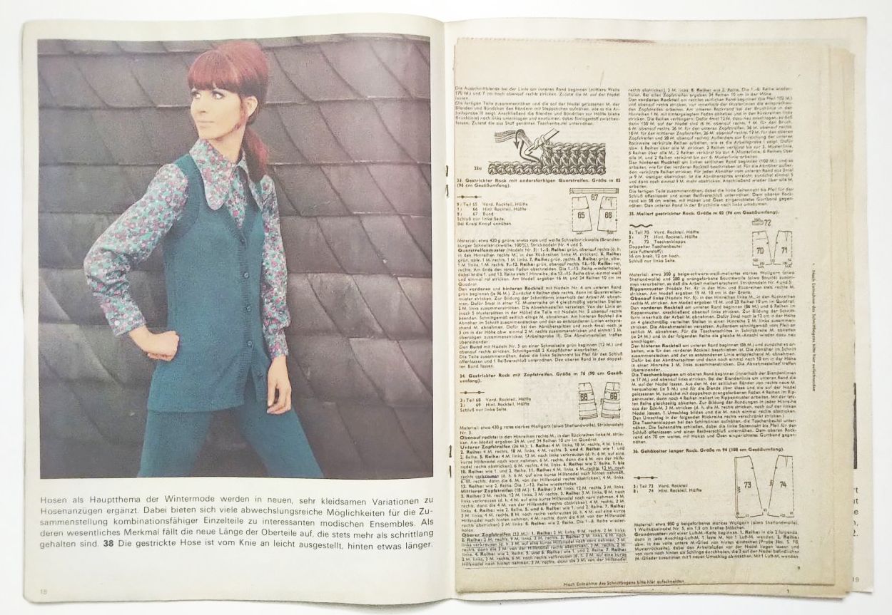 Modezeitschrift Modische Maschen DDR Nr 3 mit Schnittmuster 1969 Modezeitschrift Modische Maschen DDR Nr 3 mit Schnittmuster 1969