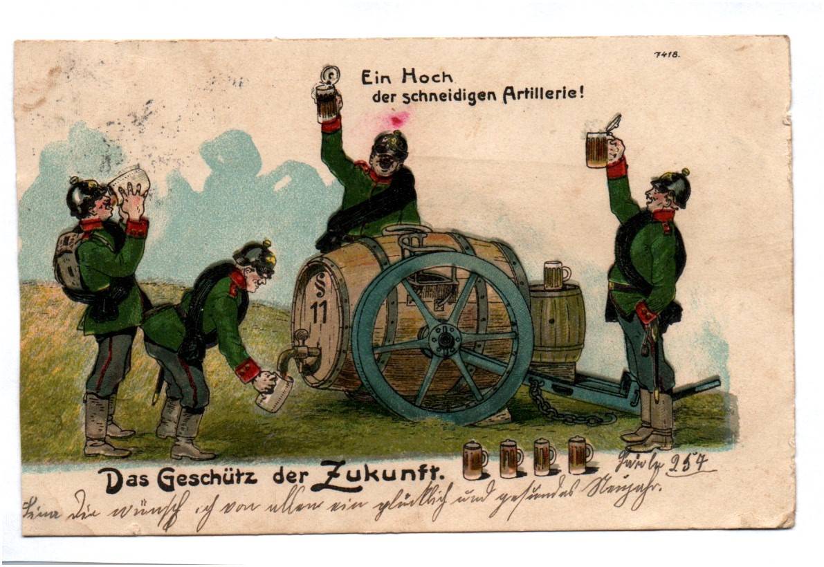 Litho Ak Scherz Humor Soldaten Geschütz der Zukunft