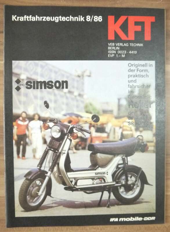 August 1986 KFT SIMSON Roller Baureihe SR 50 80 DDR Zeitschrift  VEB Verlag