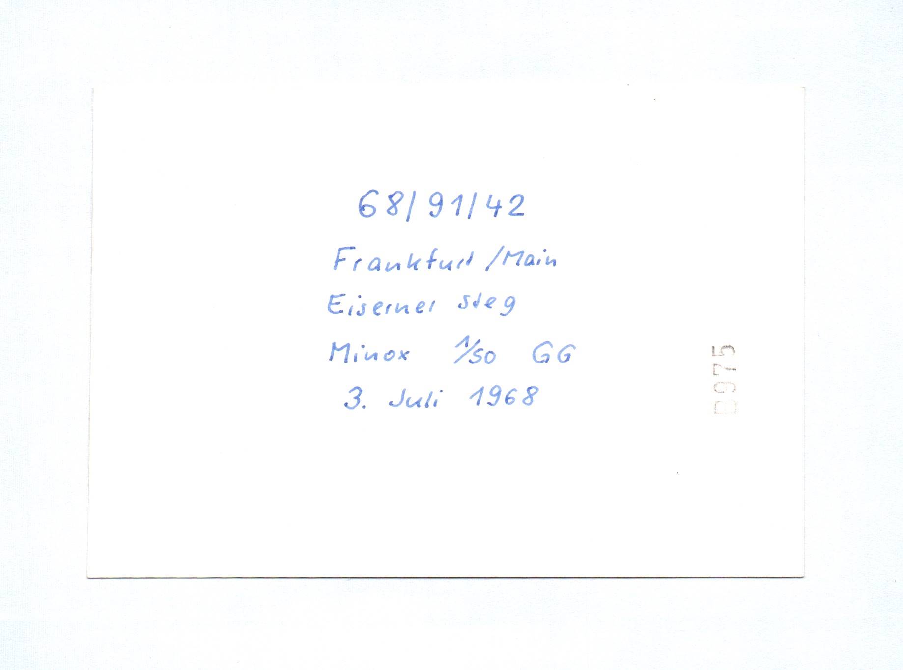 Foto Frankfurt am Main Eiserner Steg 1968