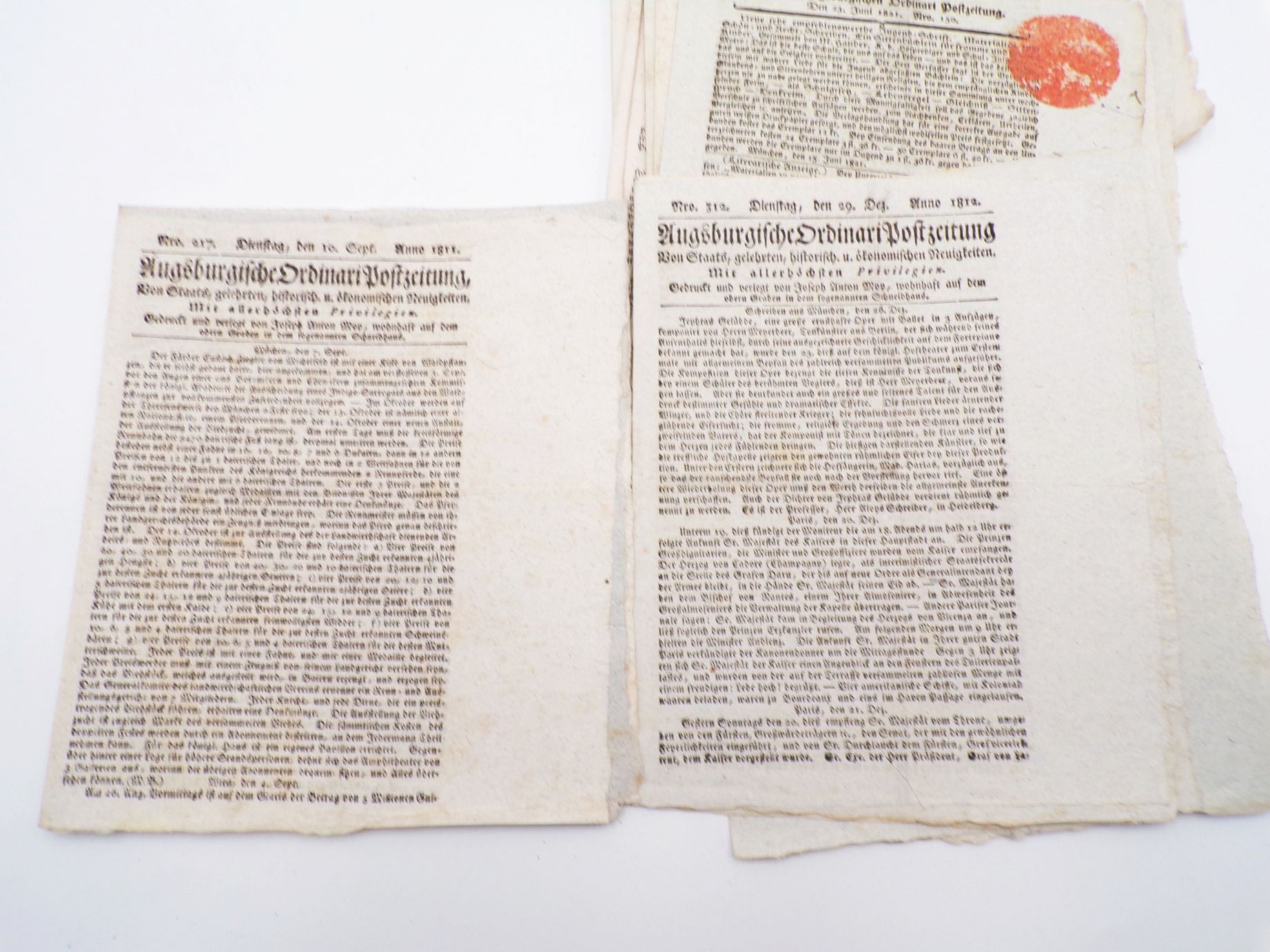 Augsburg Zeitungen ab 1816 bis 1856