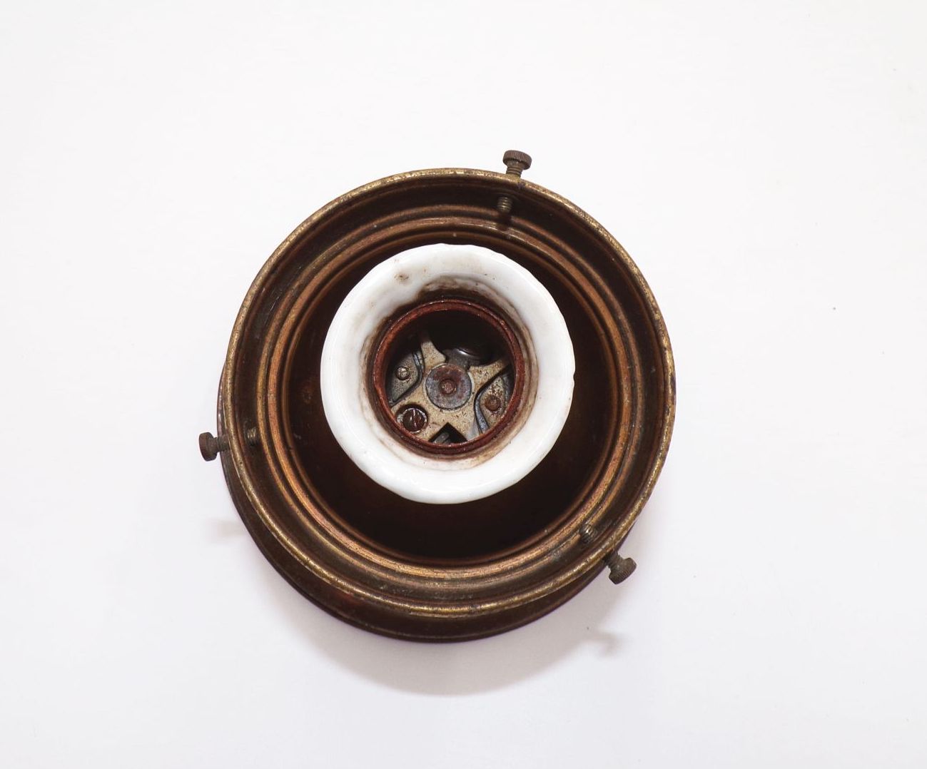 Alte Deckenleuchte Antik um 1900 Messing Glas E27 Lampe