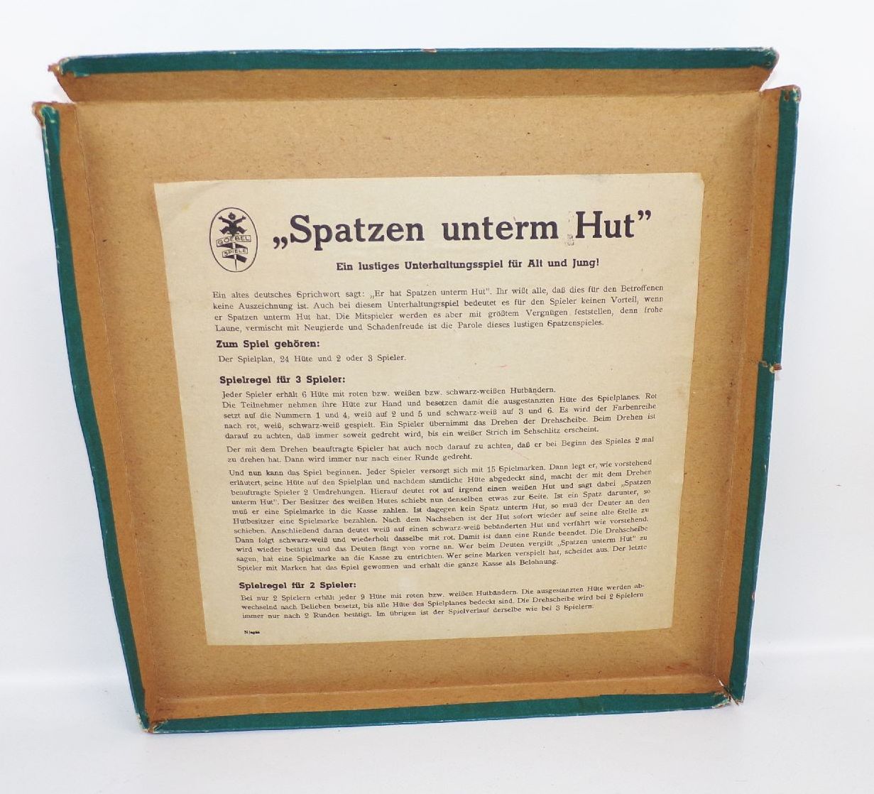 Spatzen unterm Hut Goebel Spiel um 1930 Drehscheibe 