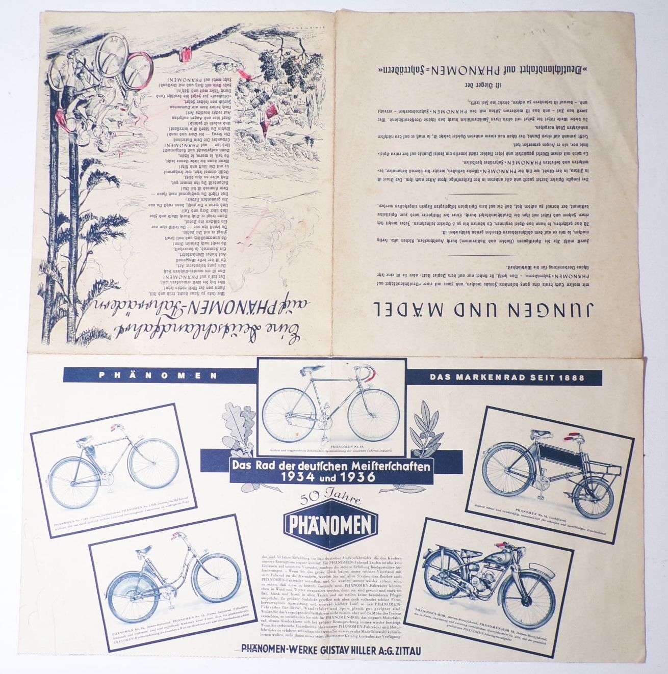 Deutschlandfahrt auf dem Phänomen Fahrrädern Reklame Brettspiel 1936 Werbung 