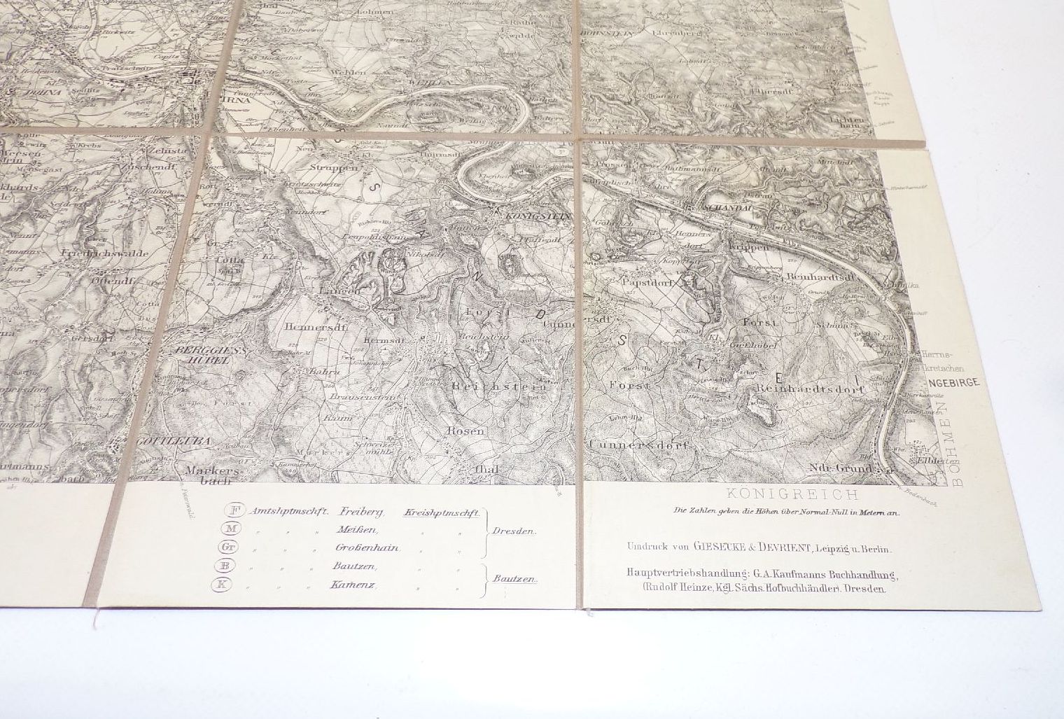 Alte Landkarte Garnisonumgebungskarte Dresden 1914 Leinenkarte 