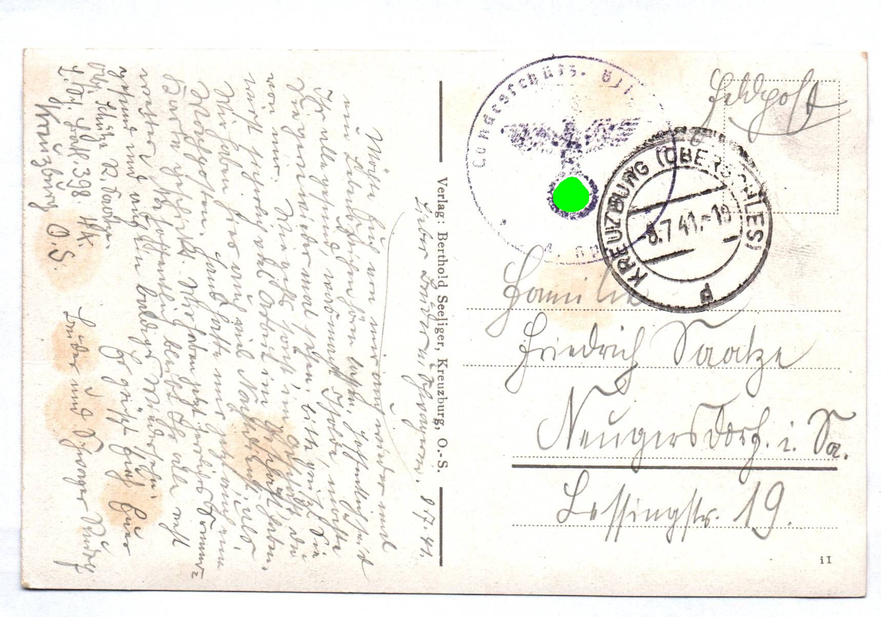 Ak Kreuzburg Oberschlesien Ring Feldpost