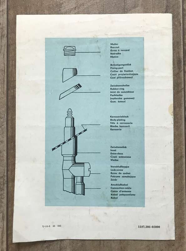 Montage Anleitung Auto Versenkantenne Diana VEB Fernmeldewerk
