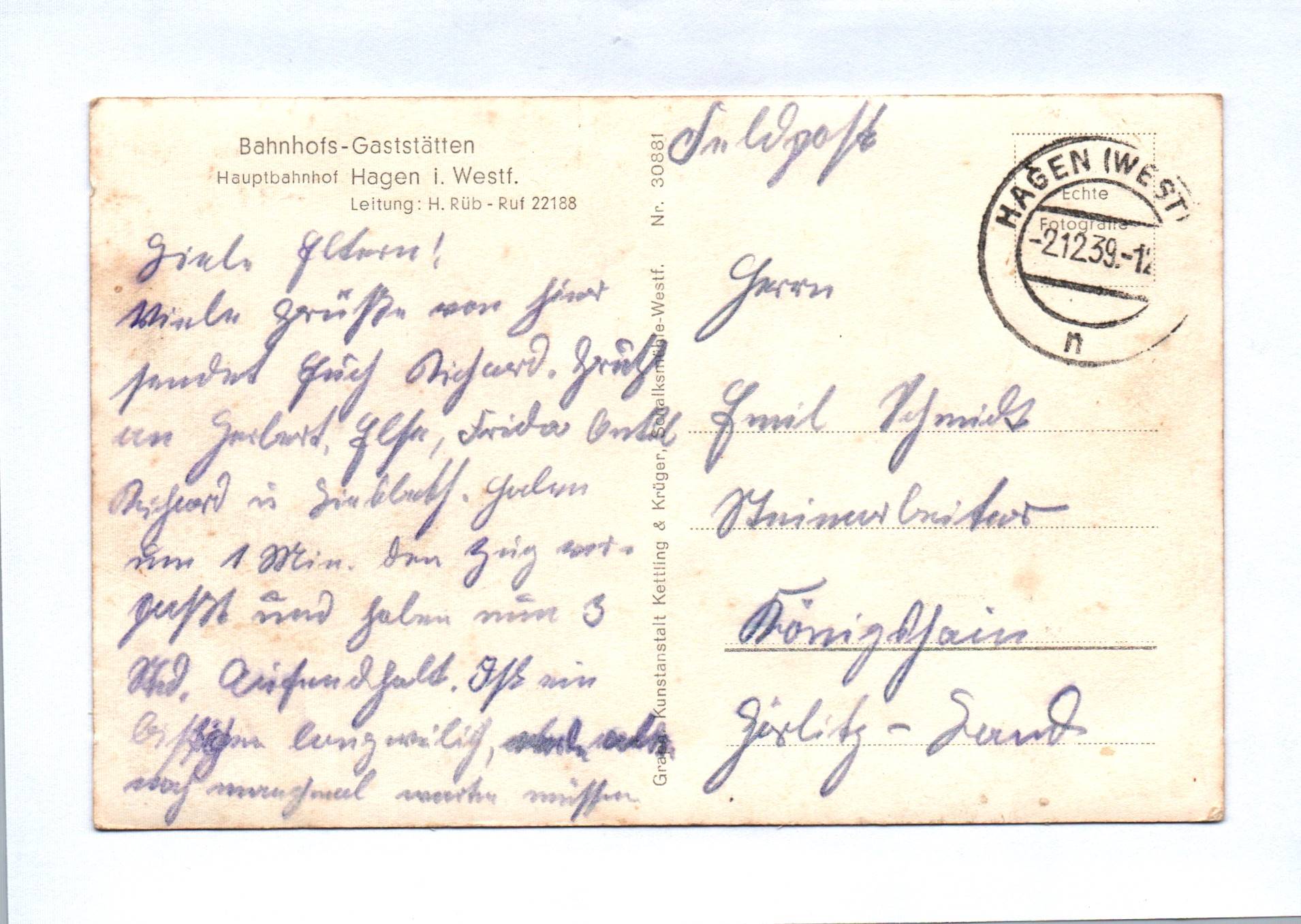 Foto Ak Großstadt Hagen Abendstimmung Stadthalle Feldpost 1939