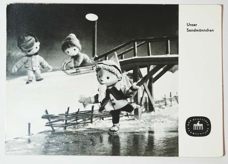Ak Sandmann fährt Schlittschuh Brücke DDR Fernsehen 1964 Garloff 